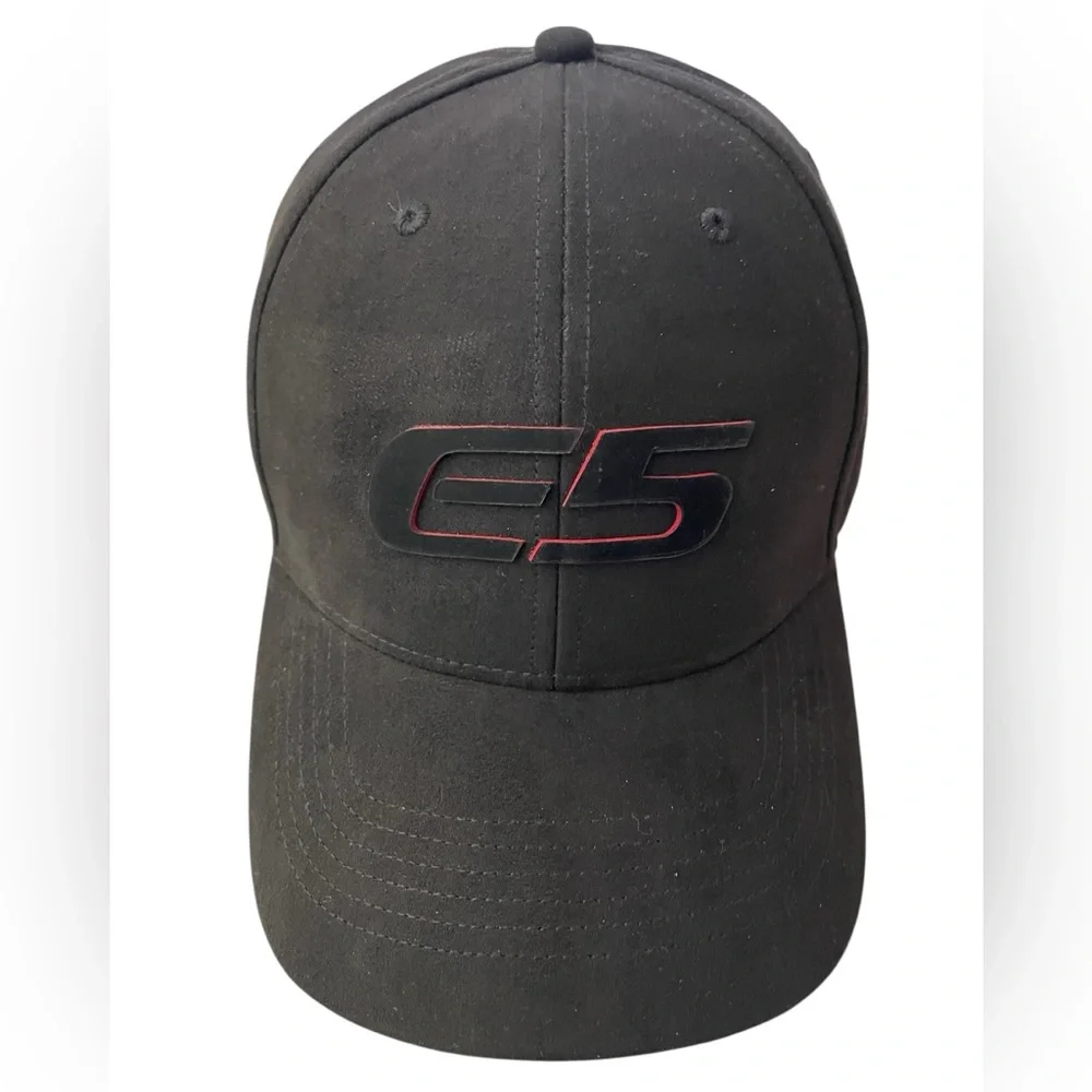 E5 Wheels Suede-Feel Adjustable Unisex Black with Red Billed Cap